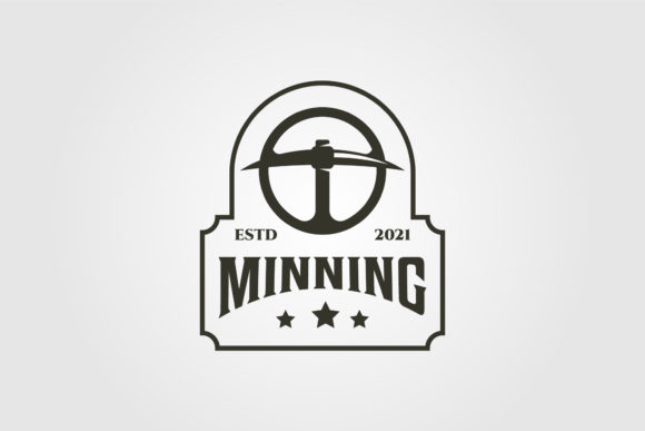 Circle Pickaxe Vintage Badge Logo Vector
