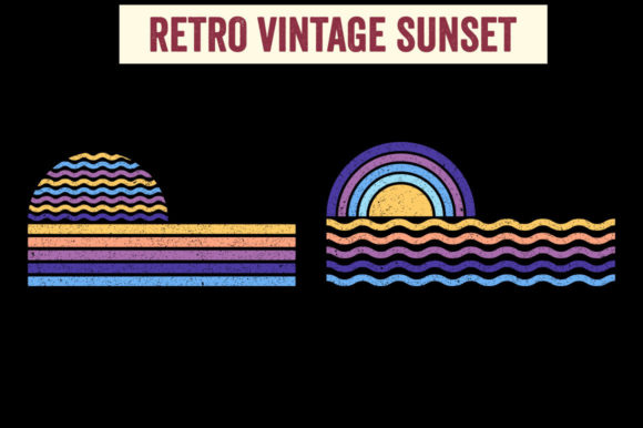 Retro Vintage Sunset Beach Surfing