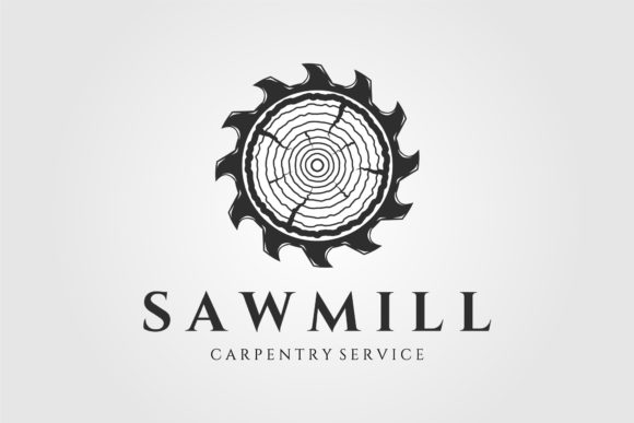 Sawmill Logo Vintage Vector Illustration