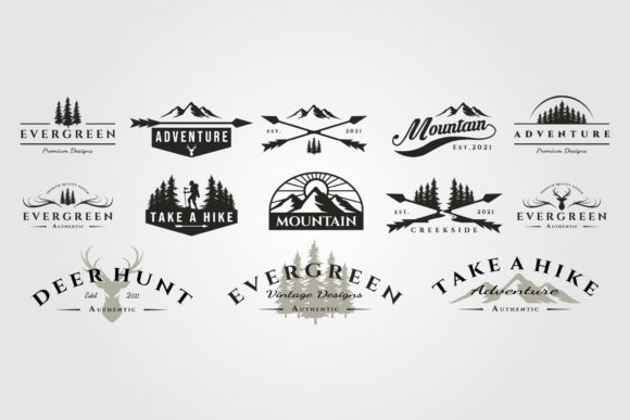 Set of Vector Adventure Mountain Outdoor